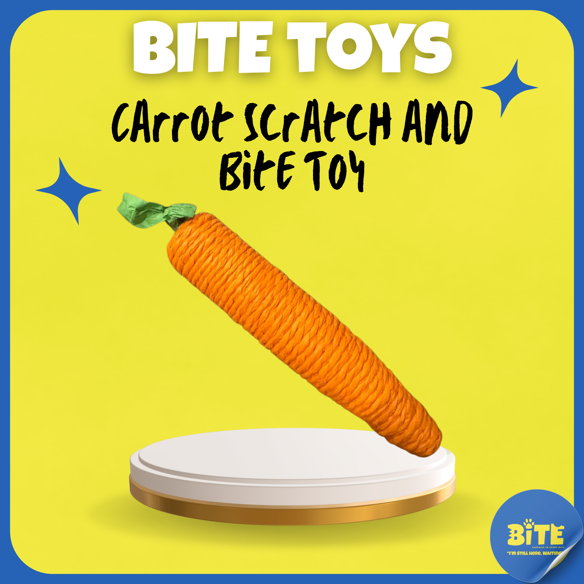 BITE Toys Carrot cat toy – natural sisal rope carrot design for cats to scratch and bite