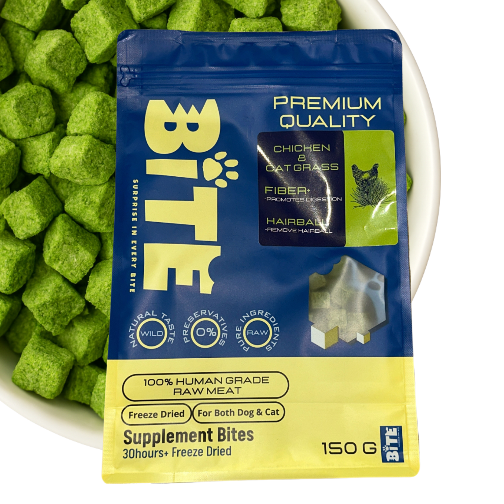 BITE freeze-dried chicken and cat grass treats for cats Malaysia