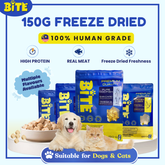 BITE freeze-dried pet treats Malaysia - 10 real meat flavours for cats and dogs