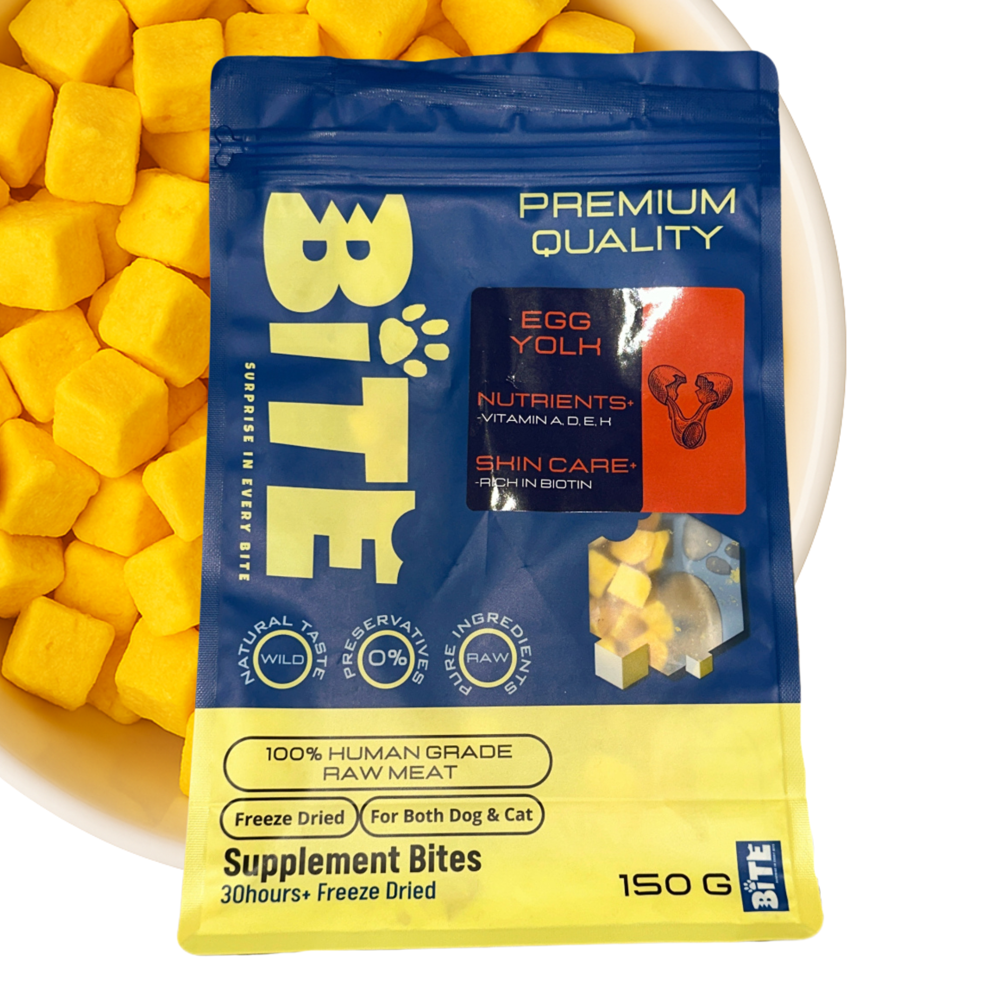 Bite Treats Egg Yolk Freeze Dried for Cats & Dogs 150g