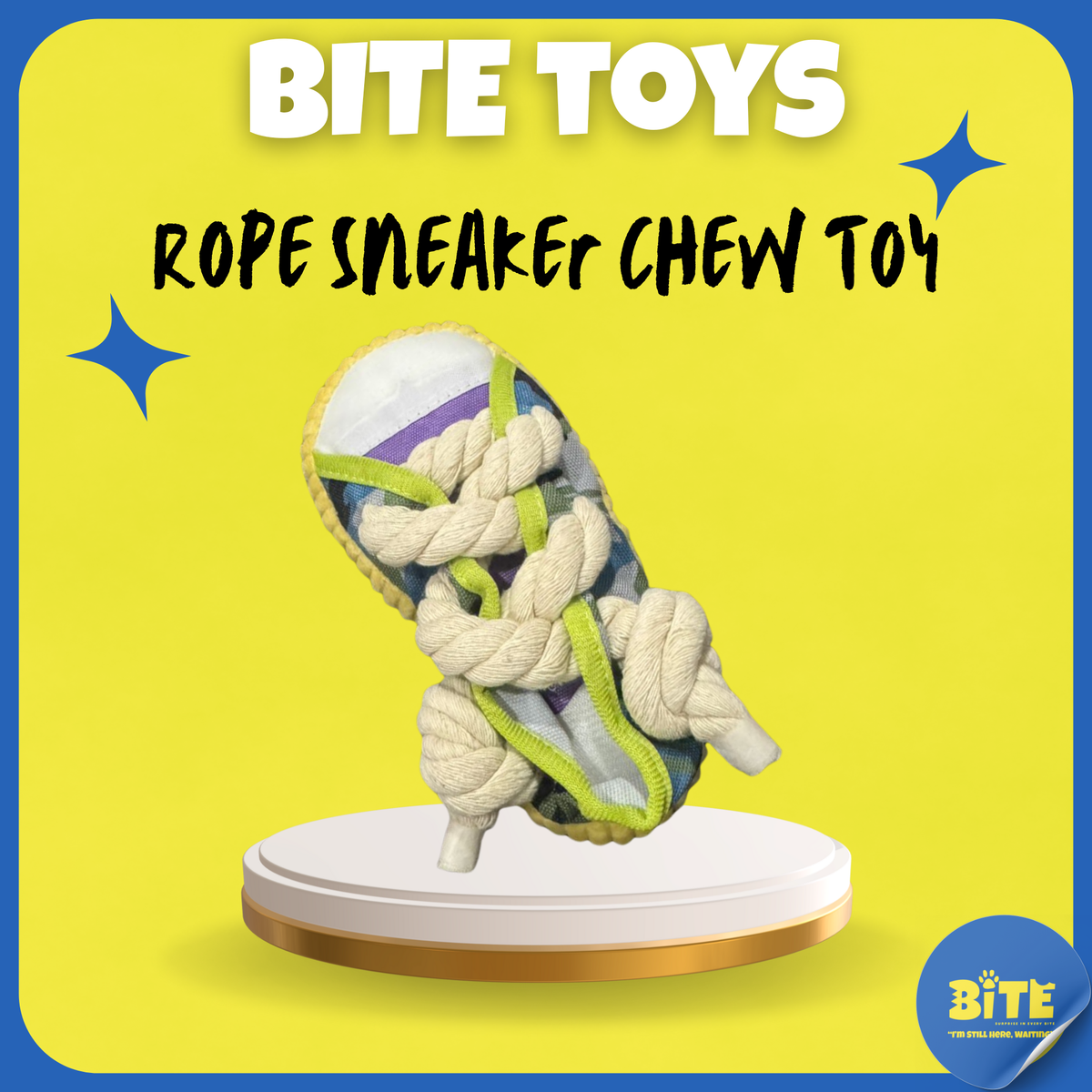 BITE Toys Rope Sneaker dog chew toy – canvas sneaker design with thick cotton rope for chewing and tugging