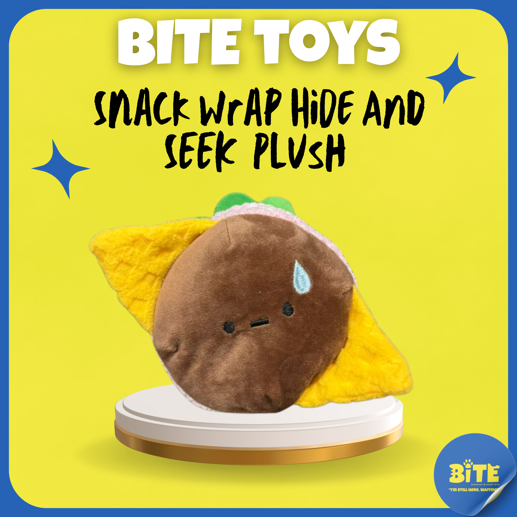 BITE Toys Snack Wrap plush toy – hide-and-seek treat pouch with crinkle sound for dogs and cats
