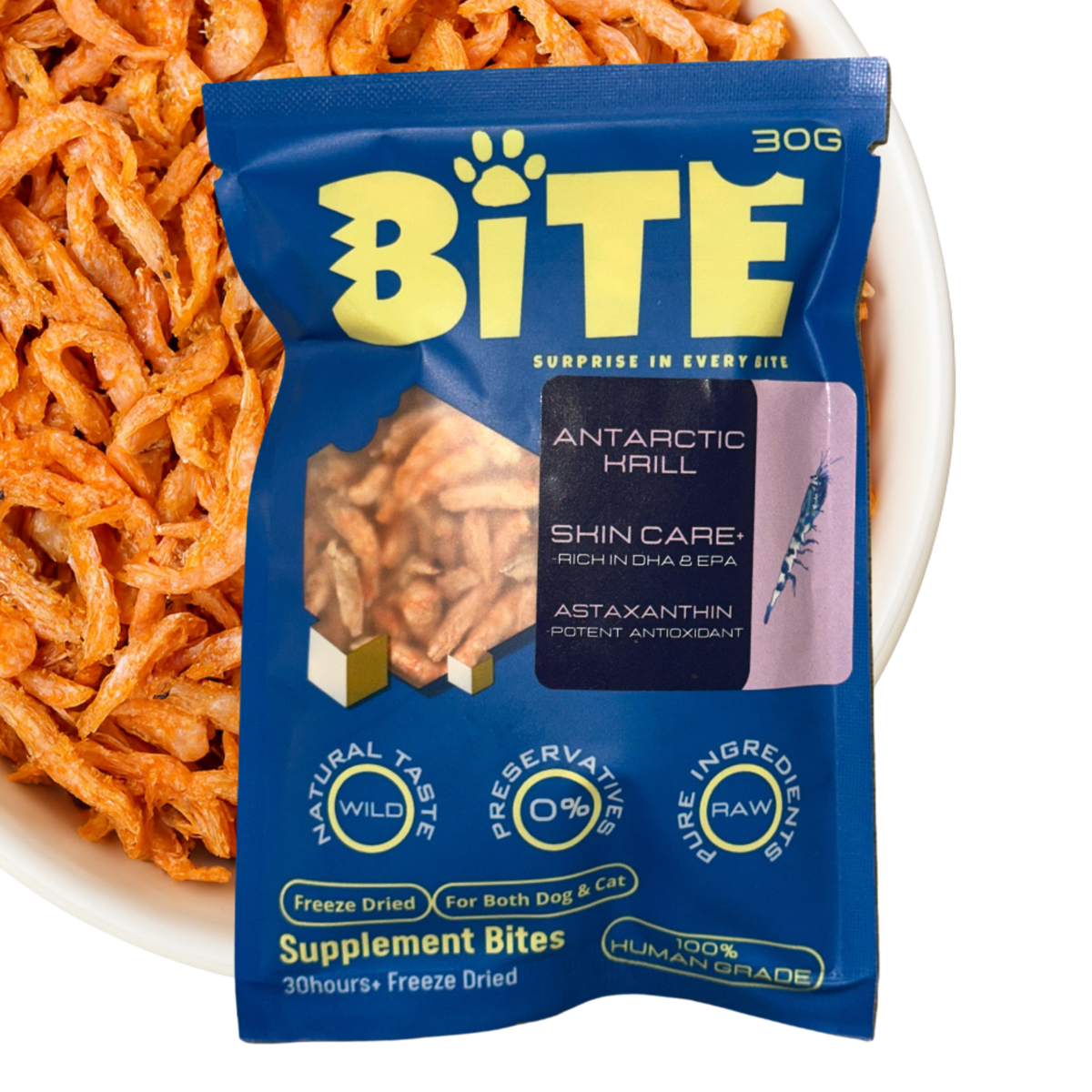 BITE freeze-dried Antarctic krill cat and dog treats 20g Malaysia