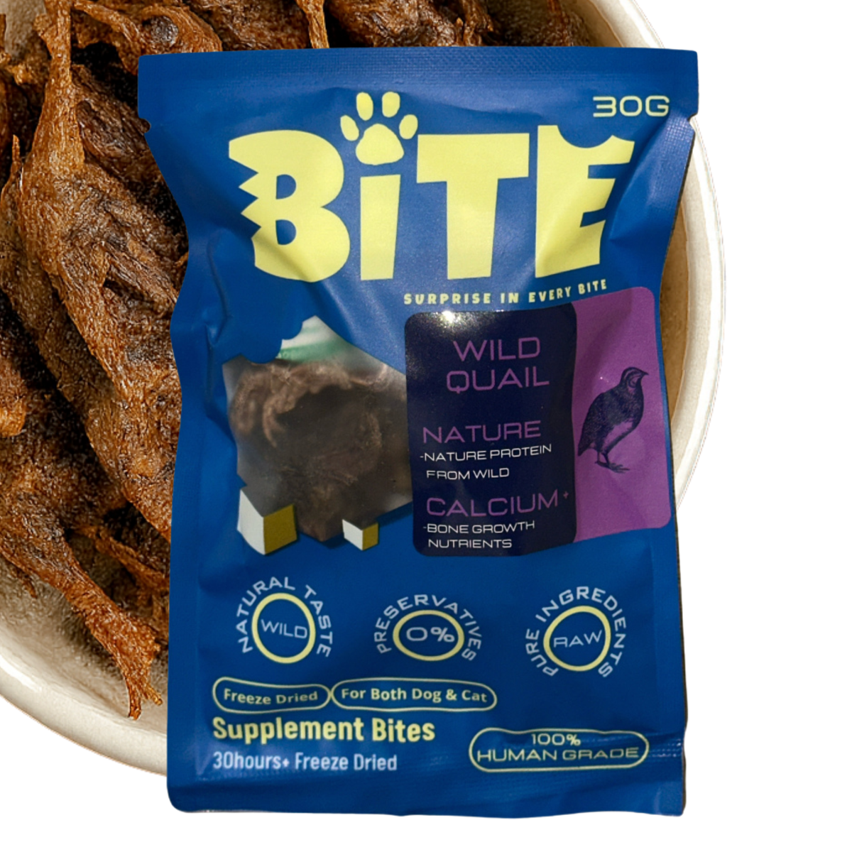 BITE freeze-dried wild quail cat and dog treats 20g Malaysia