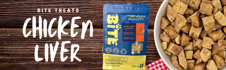 Bite Treats Chicken Liver Freeze Dried for Cats and Dog Banner