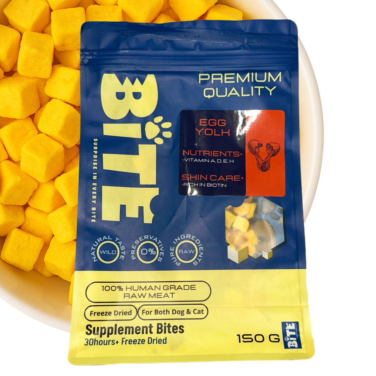 Bite Treats Egg Yolk Freeze Dried for Cats & Dogs 150g