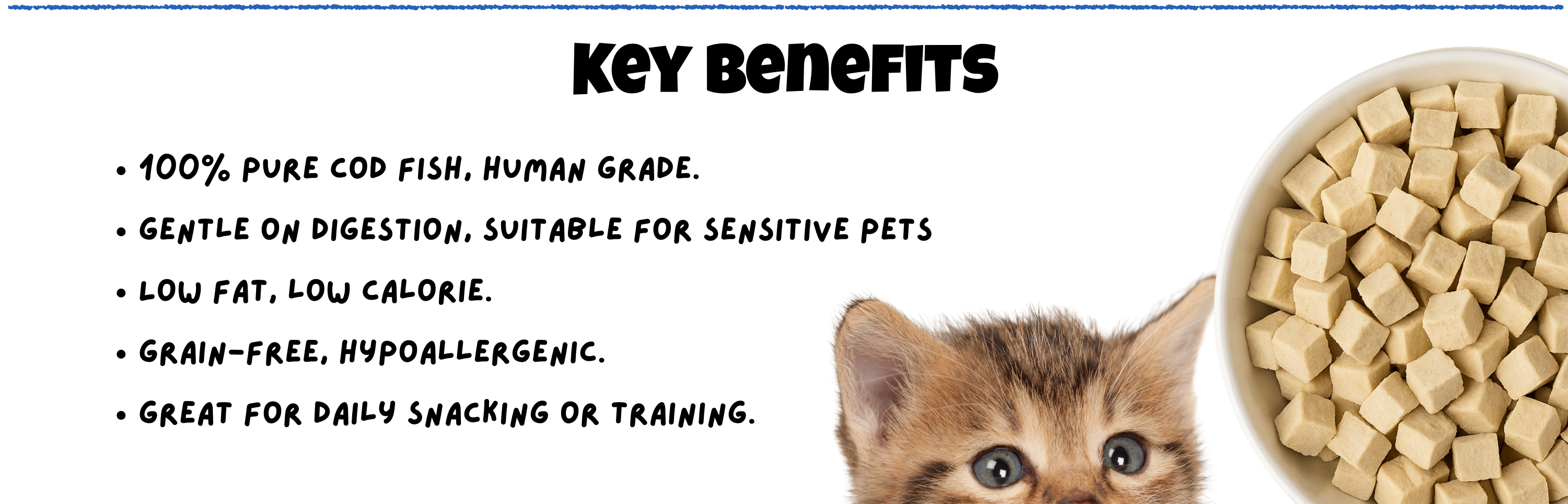 BITE Cod Fish Freeze-Dried Treats for Dogs and Cats – 100% human-grade cod, low fat, grain-free, hypoallergenic, gentle on digestion, pet snacks Malaysia

