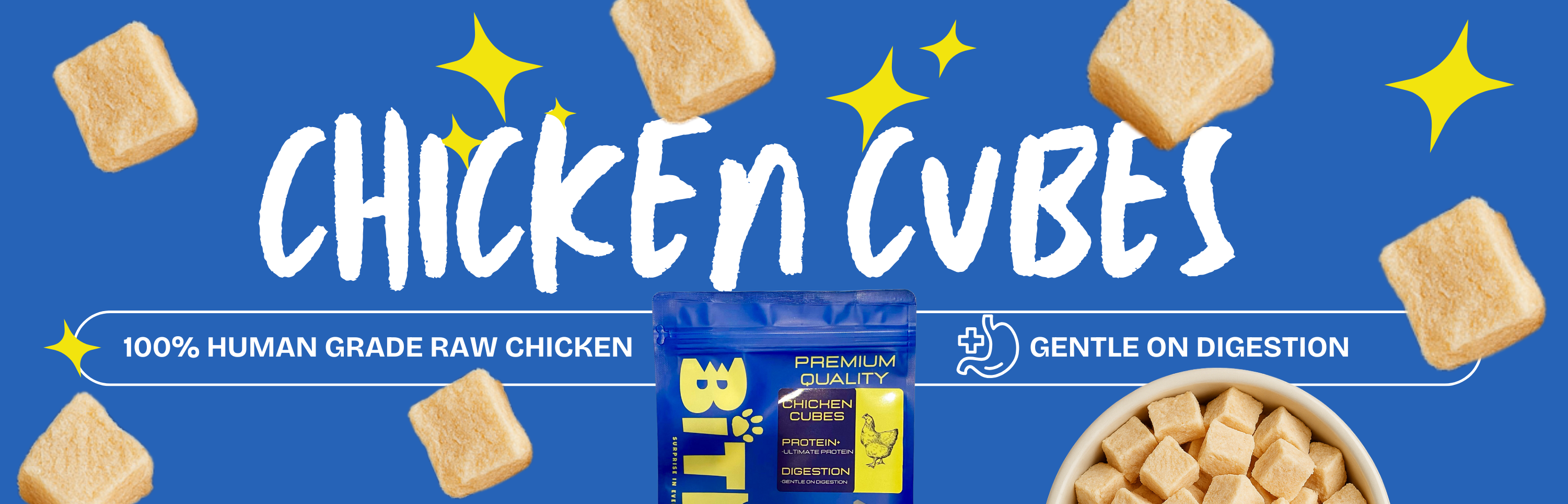 BITE Treats Malaysia – Freeze-Dried Chicken Cubes Pet Treats 100% Human Grade Raw Meat, Gentle on Digestion