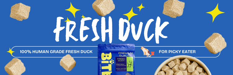 BITE Freeze-Dried Fresh Duck Pet Treats – 100% human grade, high protein, grain-free, suitable for picky eaters
